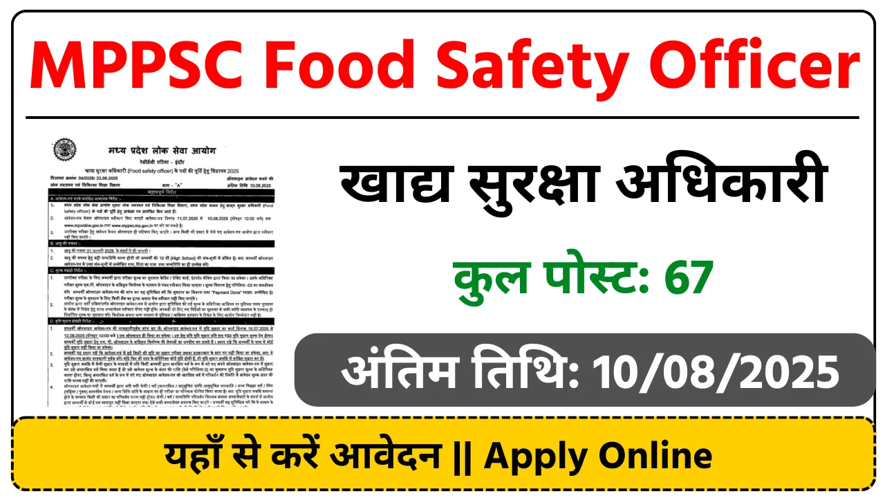 MPPSC Food Safety Officer FSO Online Form 2025