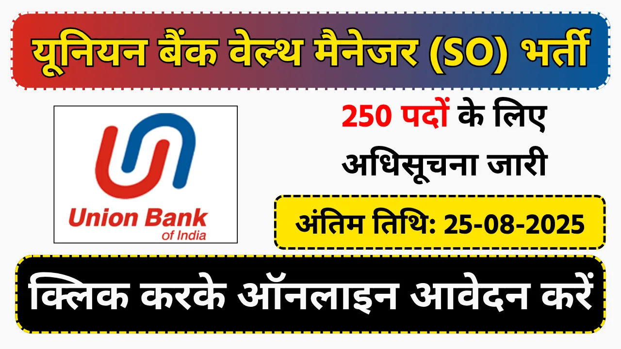 Union Bank Wealth Manager (SO) Recruitment 2025